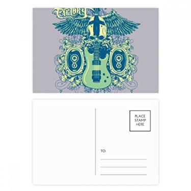 Imagem de Conjunto de cartões postais com estampa de instrumentos musicais de jazz, cartão de agradecimento