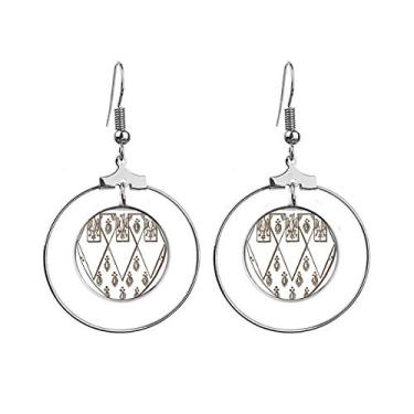 Imagem de Brincos com ilustração de penas de arte barroca e preto e branco, pingente de argola