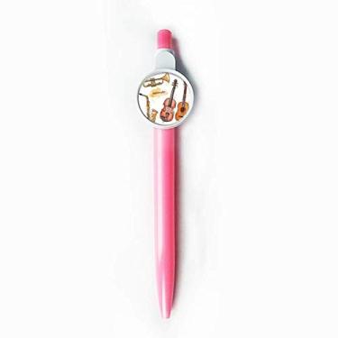 Imagem de Caneta retrátil azul para aquarela com estampa de música com ponta rollerball