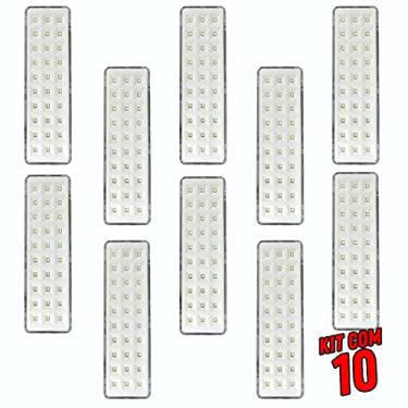 Imagem de Kit 10 Luzes De Emergência Autônoma 30 Leds - Lítio Slim - Segurimax