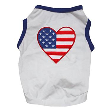 Imagem de Petitebella EUA Camisa de cachorro branco coração (grande)