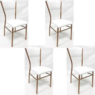 Imagem de Kit 4 Cadeiras de COZINHA com reforço cobre assento e encosto branco - Poltronas do Sul