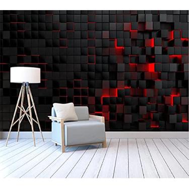 Imagem de Papel de parede personalizado quadrado, preto, vermelho, gradiente, 3D, fundo, parede, sala de estar, quarto, decoração de hotel, 200 cm (C) × 140 cm (A)