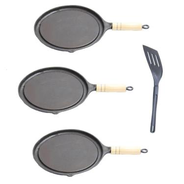 Imagem de Kit 3 Bifeteiras Antiaderente Redonda Lisa 22cm com Espátula