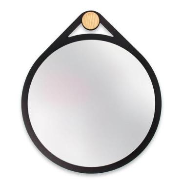 Imagem de Espelho Decorativo Adnet Flat Preto 30 Cm Redondo - E2g Design