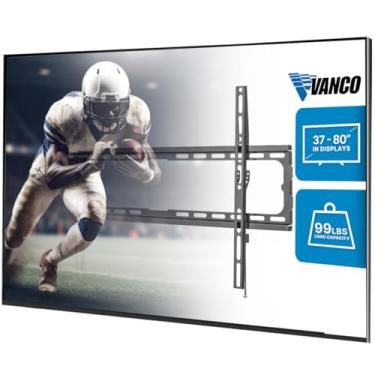 Imagem de Vanco Suporte de parede fixo para TV com suporte fixo para TV e perfil fino, compatível com VESA 600 x 400 ou menos, suporta telas de 37 a 80 polegadas