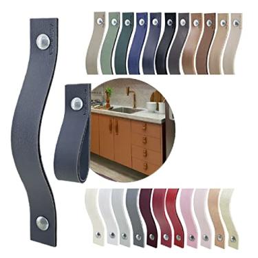 Imagem de Puxador Alça Full Parafuso para Móveis Armário Guarda Roupa Gaveta Porta Baús Caixas Bandeja Cesto Tábua Cor Textura de Couro (Cinza Escuro)