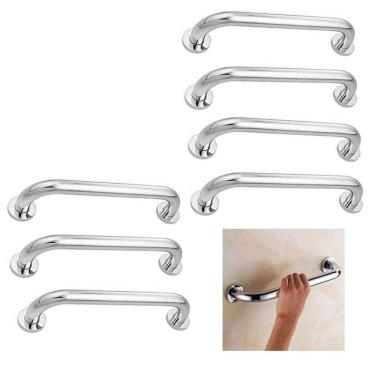 Imagem de Alça De Apoio 30cm Inox Barra Kit 7 Unidades Banheiro Segurança Corredor Suporte Corrimao