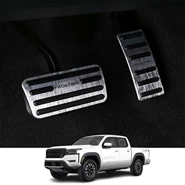 Imagem de Kakash Acessórios internos personalizados para Nissan Frontier 2022 2023 capas de pedal de acelerador de gás de liga de alumínio, antiderrapante, sem perfuração, 2 peças/conjunto (prata)