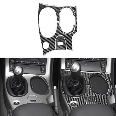 Imagem de PJFUS Verdadeira fibra de carbono central console engrenagem caixa câmbio moldura capa de transmissão acabamento acessórios interiores adesivo decoração compatível com Corvette C6 2005-2013 preto 3