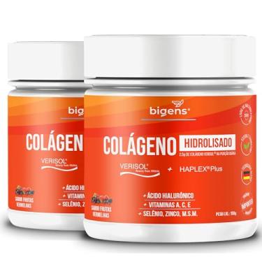 Imagem de Colágeno Hidrolisado Verisol + Haplex Plus com Ácido Hialurônico e Vitaminas A, C, E, Selênio, 150 g em Pó, Bigens (Kit 2)