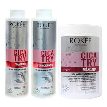Imagem de Kit ROKÉE Shampoo + Condicionador 1L + Máscara Cicatry 1KG