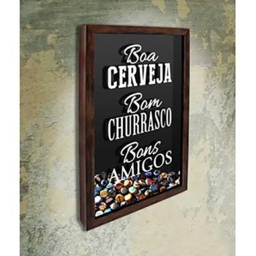 Imagem de Quadro Porta Tampinhas  Boa Cerveja  Bom churrasco - Quadro Novo, Marr