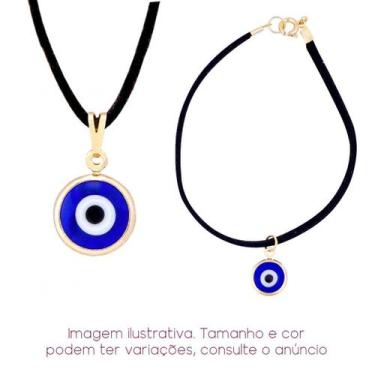 Imagem de Kit Olho Grego Colar + Pulseira de camurça Amuleto Proteção - Sunshine