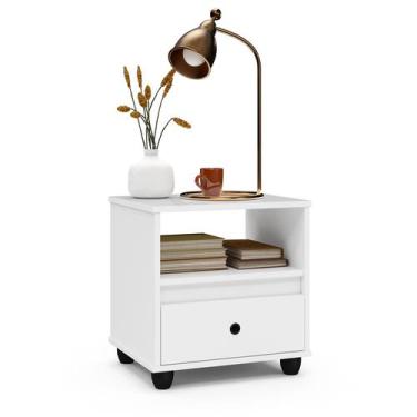 Imagem de Mesa De Cabeceira Box Com Gaveta E Nicho - Beauty Móveis, Branco