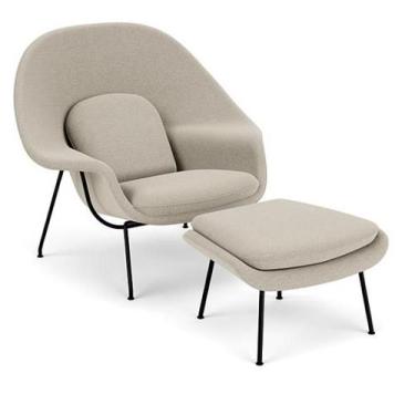 Imagem de Poltrona com Puff Womb Chair Base Preta Bouclê - Decorato Móveis, Arei