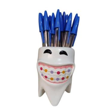 Imagem de Vasinho ou porta caneta Dente com Aparelho Dentista Ceramica - Decore 