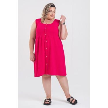 Imagem de Vestido Feminino Plus Size Malha Madri C/ Detalhe de Botões - Serena, 