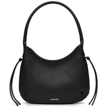 Imagem de molshine Bolsa de mão crescente de couro seixo, bolsa de ombro Hobo, bolsa de axila, bolsa clutch de festa para mulheres modelo DLK0018, Preto, P
