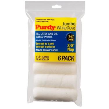 Imagem de Purdy 140624612 pomba branca com substituições de mini rolo jumbo de 9,5 mm (caixa com 6), 11,4 cm