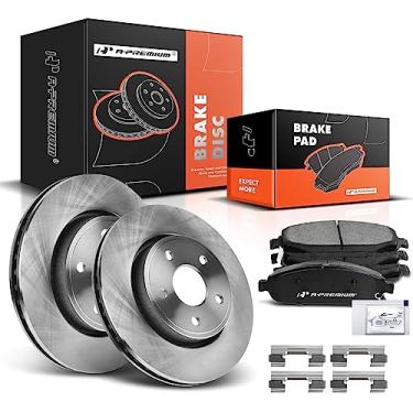 Imagem de A-Premium Rotores de freio a disco ventilados frontais de 327 mm + kit de pastilhas de cerâmica compatíveis com modelos selecionados de Jeep - Commander 2006-2010, Grand Cherokee 2005-2010, conjunto