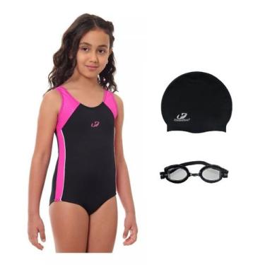 Imagem de Kit Maiô Com Detalhe Infantil, Óculos UV e Touca Natação GH03JR Hammer