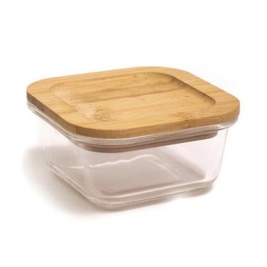 Imagem de Pote de Vidro com Tampa de Bambu Oikos 320ML Hermético