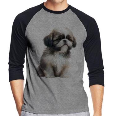 Imagem de Camiseta Raglan Cachorro Shih Tzu Filhote Manga 3/4 - Foca na Moda, Ci