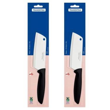 Imagem de Kit 2 Cutelos Para Carne Churrasco Em Aço Inox 5'' Tramontina Preto, C