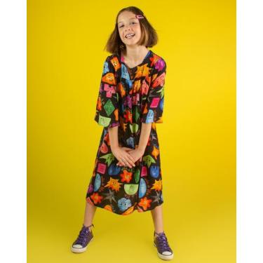 Imagem de Vestido Midi Viscose "Diversão" - Saia de Filó, 8, Estampado