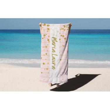 Imagem de Toalha de Banho Verão Praia Bolinhas Personalizado Nome Maria Laura - 