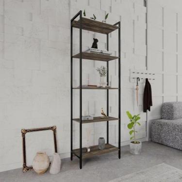Imagem de Estante Dynamica Industrial 4 Nichos 60 cm - Carvalho Dark/Preto - Yes