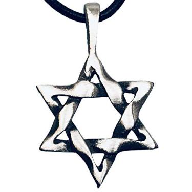 Imagem de Trilogy Jewelry Colar de couro com pingente de estanho da estrela de Davi, Peltre, Sem Pedra Preciosa