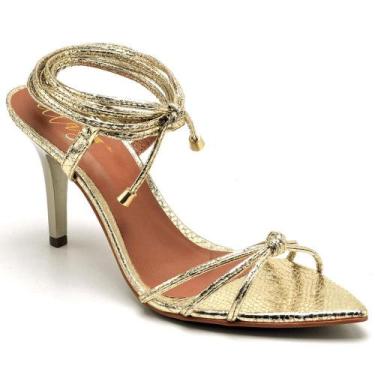 Imagem de Sandália Salto Médio Cristal Ouro Light Ella's - Ellas Online, 35, Fem