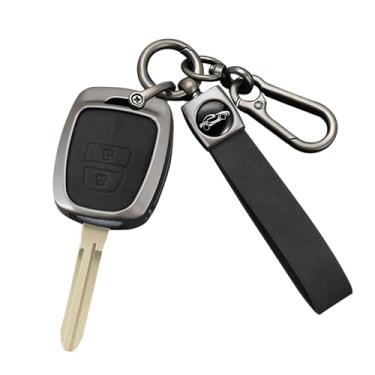 Imagem de HIBEYO Capa de chaveiro de 2 botões compatível com Toyota RAV4 2018 Cambridge 2016 Tacoma BIOS Primera Hilary Avatar acessórios couro e liga de zinco capa chave com chaveiros-2 botões preto