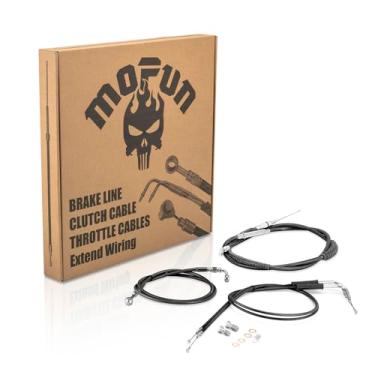 Imagem de Mofun Front Brake Line Non-ABS & Clutch Cable & Throttle and Idle Cable Kit Compatible with Harley Sportster XL883 1200 2004-2013, Fit 12"-14" Handlebar, Black