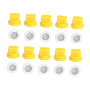 Imagem de WeiLaiKeQi Bicos de ponta de pulverização de ventilador de 10x de 10x 110 ° Bicos de pulverizador agrícola com filtragem o anéis para limpeza de gramado Fence, Amarelo