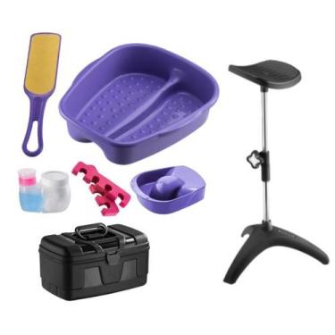 Imagem de Kit Manicure Pedicure Tripé Maleta Tigela mão Bacia Pés Lixa Separador