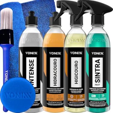 Imagem de Kit Couro Vonixx hidratante Restaurador de Couro Hidracouro Higicouro Apc Sintra fast Revitalizador de pasticos Intense 500 ml Vonixx