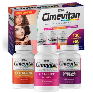 Imagem de Cimevitan Kit Mulher AZ Mulher, Cabelos e Unhas Colágeno 120 cápsulas 