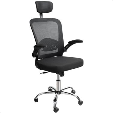 Imagem de Cadeira De Escritorio Presidente Giratória Ergonômica Mesh P100 com Base Metal Cromado e Rodizios em Silicone