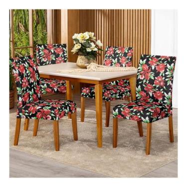 Imagem de Kit Capa De Cadeiras Estampadas 4 Unidades - Shop CasaNobre, FLORAL VE