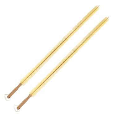 Imagem de UPTALY Conjunto de 2 pincéis de nylon extra longos de 72 cm (amarelo), cabo de madeira, dobrável, escova de limpeza de cozinha de banheiro, escova de remoção de fiapos, para radiador, ventilação de