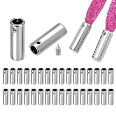 Imagem de PH PandaHall 32 conjuntos de atacadores, pontas de cadarço de metal, pontas de cordão de bacalhau, pontas de renda, aglets com capuz e aglets de renda, Platina