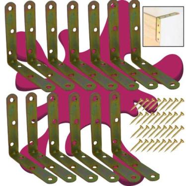 Imagem de Kit 20 Pç Cantoneira L Reforço Moveis 10cm 100 Parafusos  - STORE SHAR