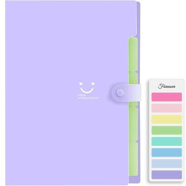 Imagem de Forvencer Organizador de arquivos sanfonado, tamanho carta, pasta expansível de 5 bolsos, pasta de arquivos fofa com etiquetas, organizador de arquivos portátil para material de escritório escolar,