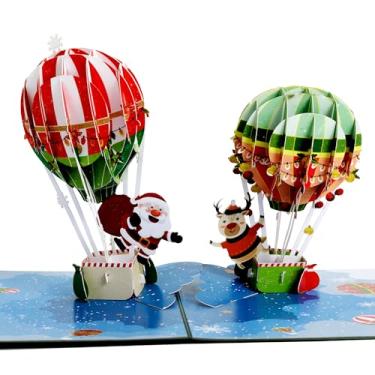 Imagem de HAPPY GIFTERS Cartões Pop Up de Papai Noel Air Baloon - Cartões pop-up 3D - Cartão pop-up de presentes de Natal - Cartões de Natal para membros da família - Cartão de Natal para sobrinho e sobrinho -