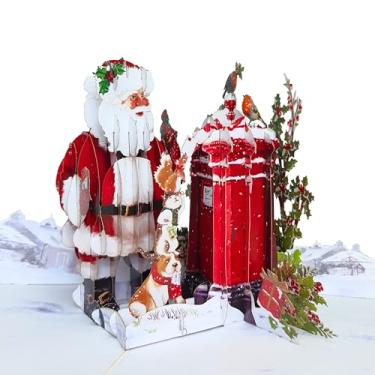 Imagem de HEARTAGS Cartões de Natal pop-up de Papai Noel, cartões de Natal 3D para cães e gatos