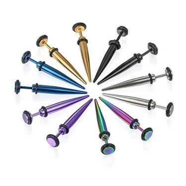 Imagem de Flongo Brincos masculinos femininos 6 pares de brincos falsos de ilusão de trapaceiro de 5 mm de aço inoxidável