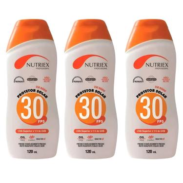 Imagem de Kit Com 3 Unidades Protetor Solar FPS 30 120ML Bisnaga NUTRIEX
